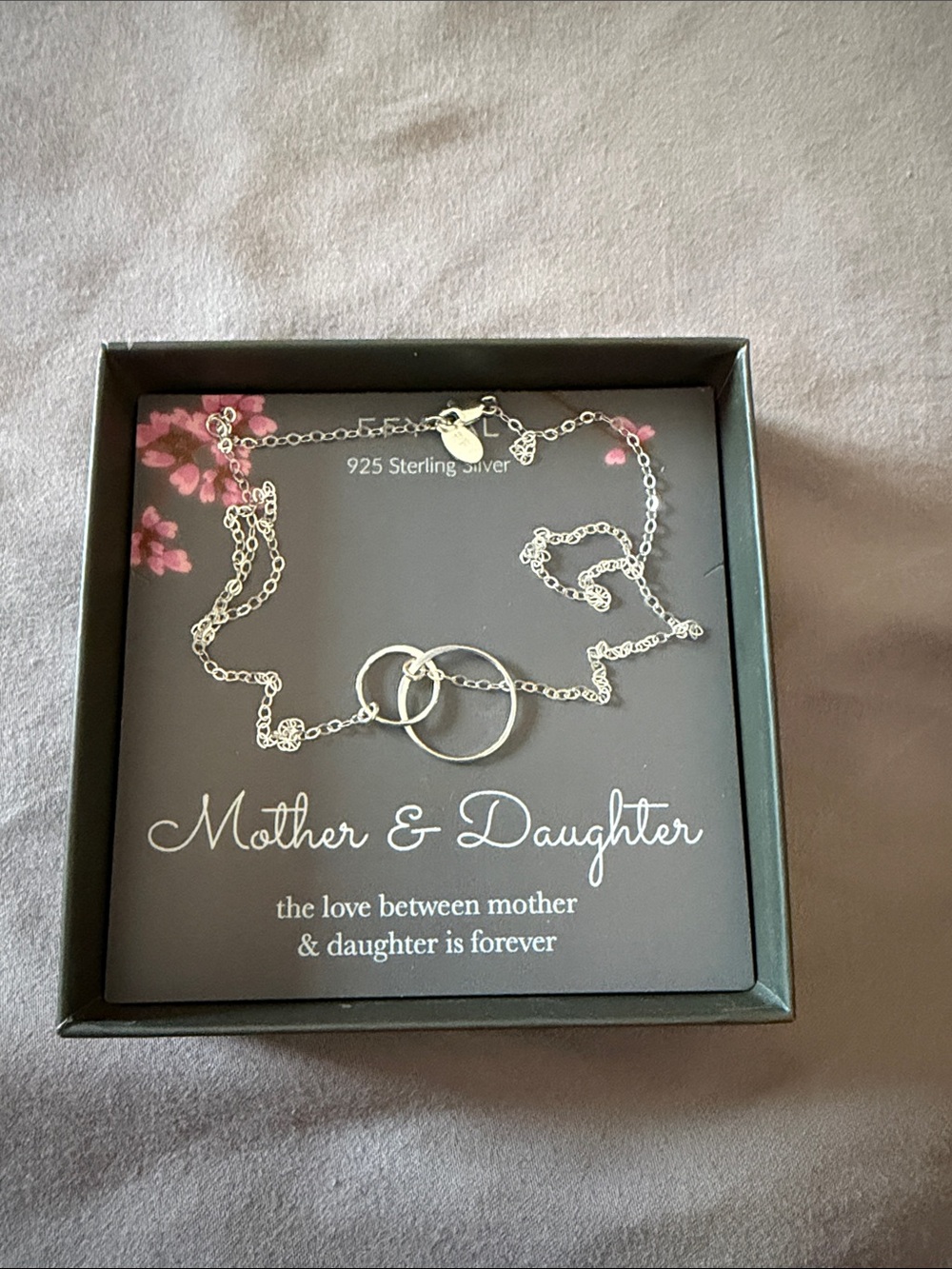 Sterling Silver Mother & Daughter Interlocking Circle Necklace - Silver